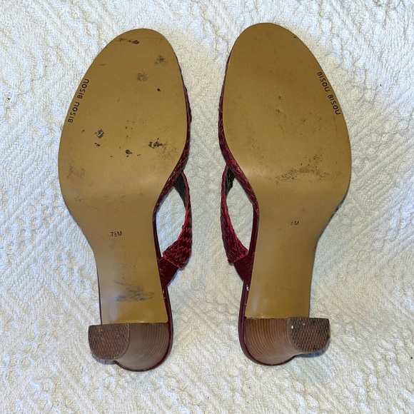 Bisou Bisou Dark Red Mule Heels 7.5m - Picture 6 of 8